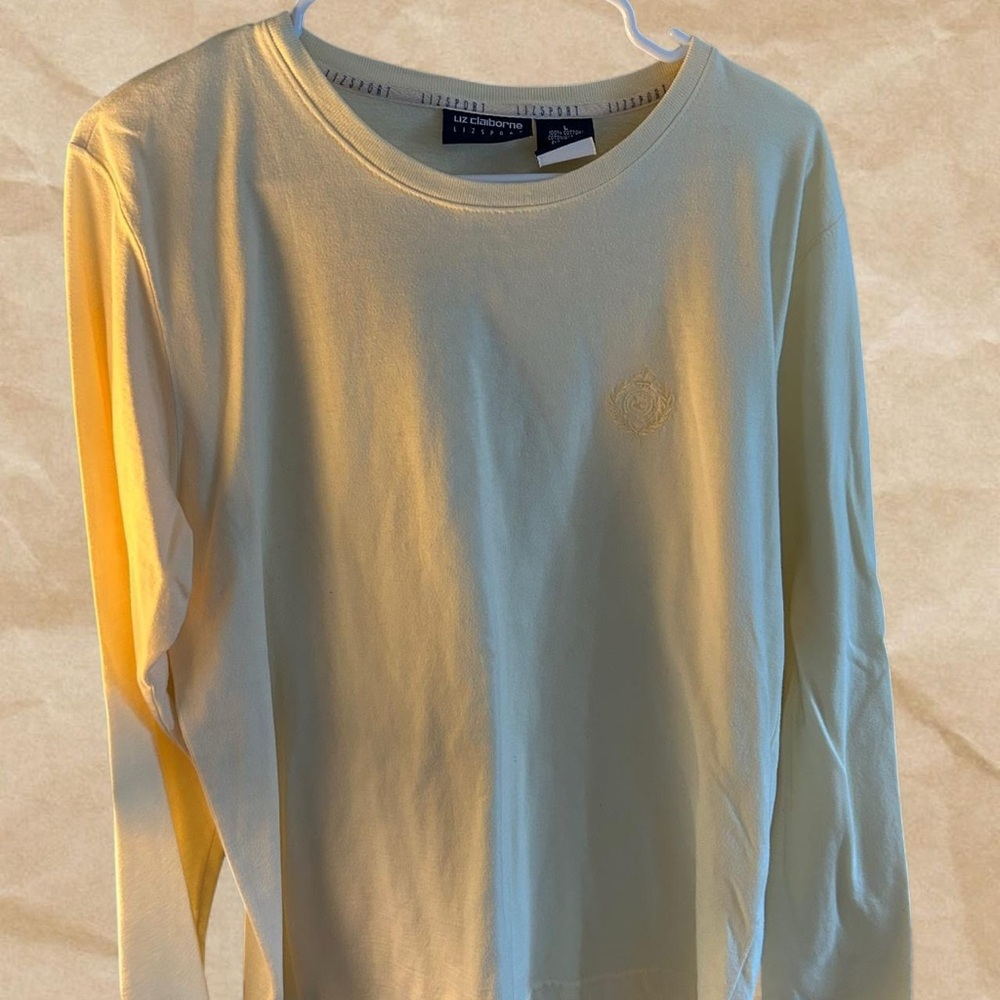 Liz Claiborne Sport 100% Cotton Yellow Embroidered Shirt